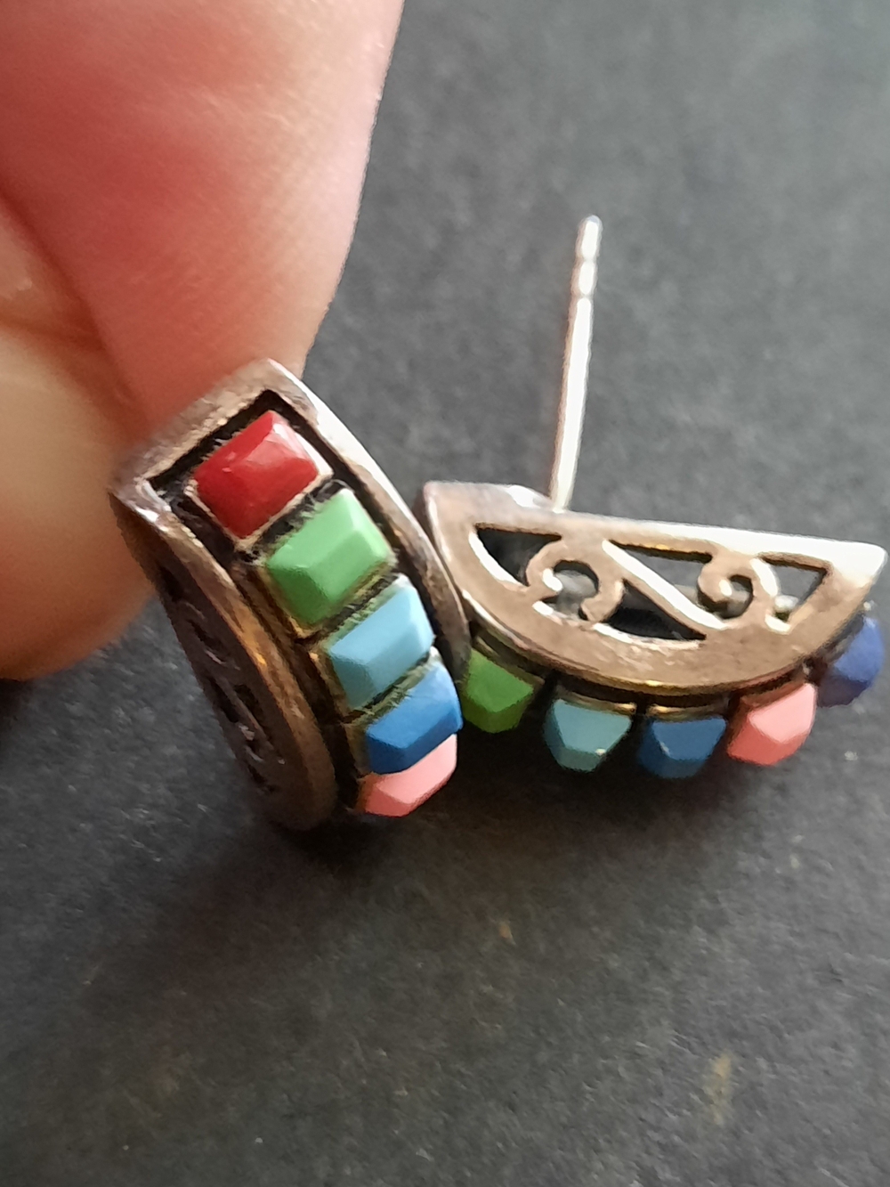 Serrendipitous Silpada Sterling Silver Multicolor Stone Half-Hoop Earrings